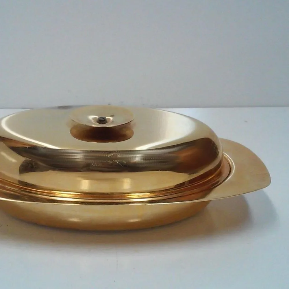 Mid-Century Tommi Parzinger Lidded Dish Gold Plated 1950s Glam Serving